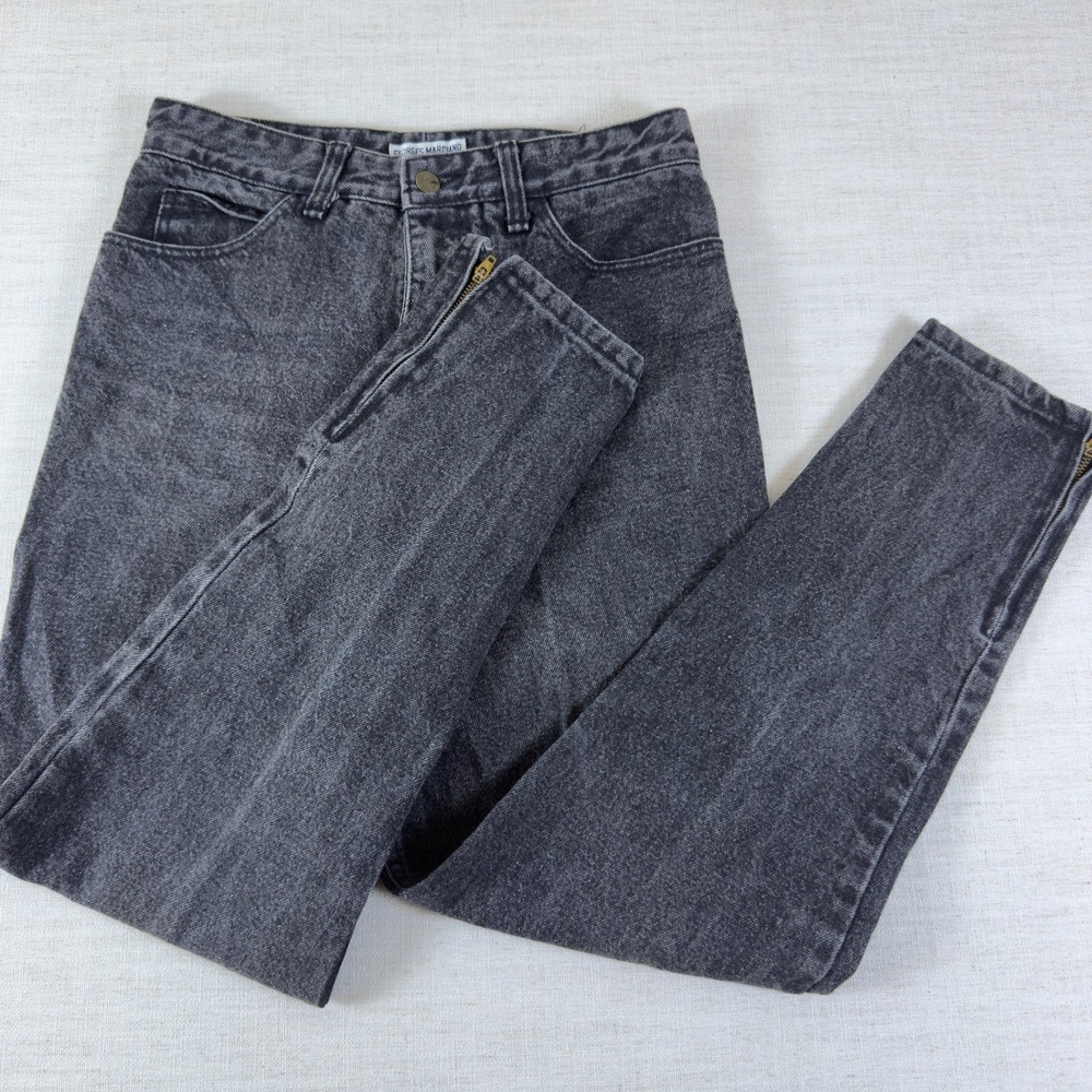Georges Marciano Vintage Guess Jeans Gray Acid Wash Tapered Ankle Zip High Rise